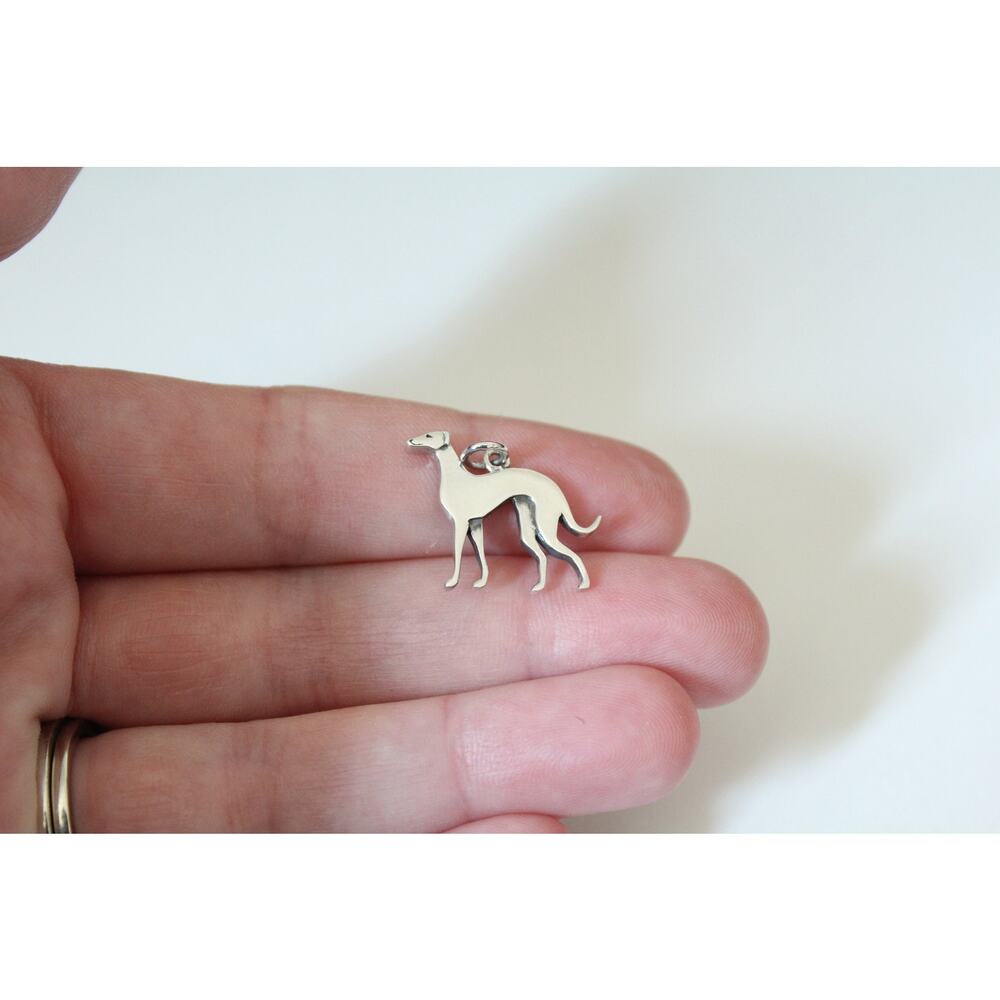 Sterling Silver Greyhound Dog Charm, Silver Greyhound Dog Charm